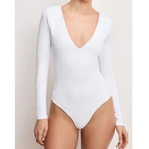 Good American Women's White V-Neck Dolly Sculpting Bodysuit Size L